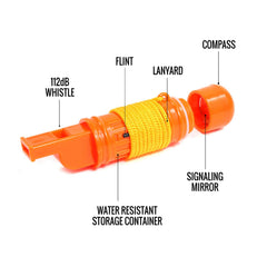 SE 5-in-1 whistle with lanyard for wearable, hands-free safety.