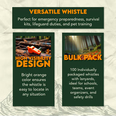 SE orange whistle set with detachable nylon lanyard, ideal for emergency kits and training.