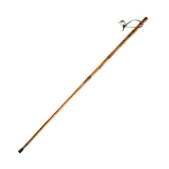 SE Survivor Series wooden walking stick with hand-carved wolf design for rugged trails.
