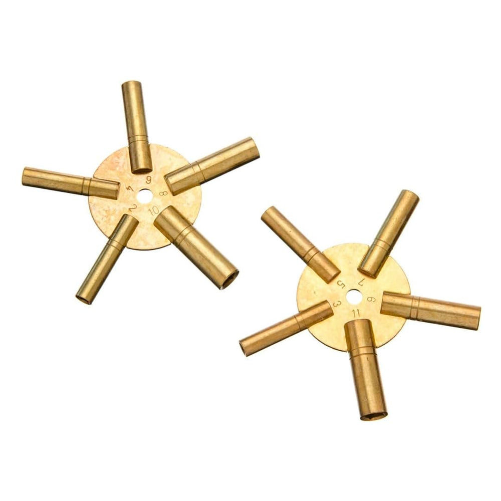 SE universal brass clock key set in PVC pouch for easy backups