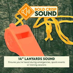 SE orange whistle complements camping, gym, and hiking activities with high-visibility design.