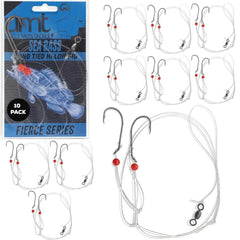 Hi-Lo sea bass rig with 3/0 black offset hook and attractor beads