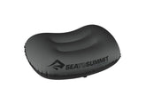 Sea to Summit Aeros Ultralight Pillow inflated for back sleeping on trail, showcasing comfort.