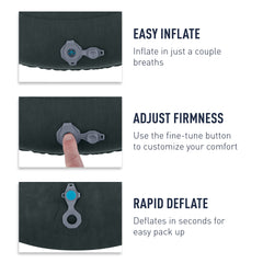 Sea to Summit Aeros Ultralight Pillow shoulder cradle supports multiple sleeping positions.