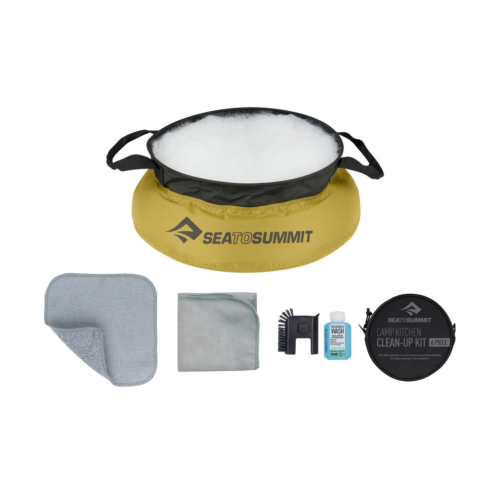 Sea to Summit camp kitchen clean-up kit in pouch keeps outdoor cleaning organized