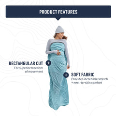 Sea to Summit Comfort Blend liner laid flat to show stretch-knit freedom of movement.