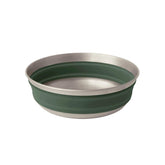 Sea to Summit Detour bowl collapsed for compact travel storage, laurel green.