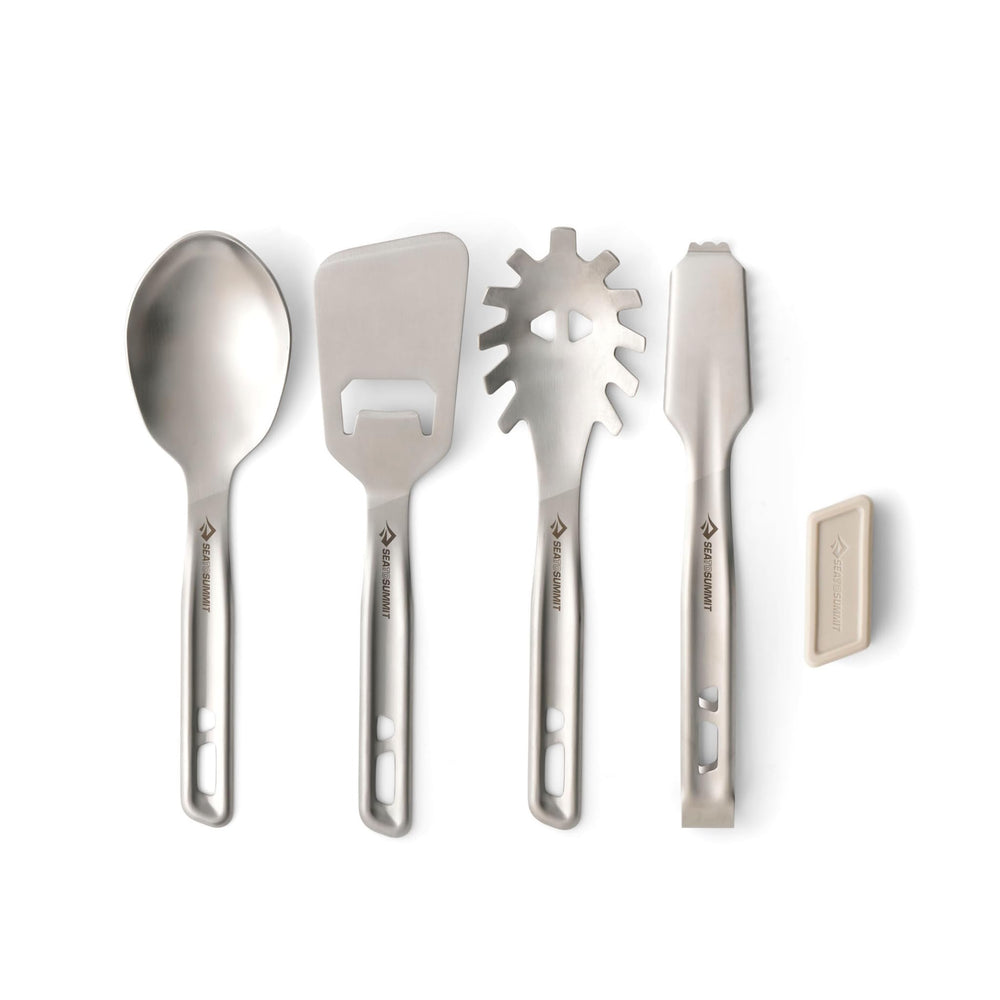 Sea to Summit Detour stainless utensil set ready for outdoor cooking and serving