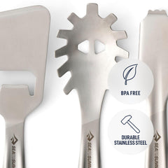 Sea to Summit Detour tongs for flipping and serving over a camp stove