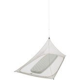 Sea to Summit Nano Pyramid Net over cot provides ultralight shelter for camping