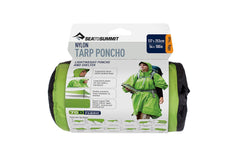 Sea to Summit nylon tarp poncho hooded raincoat demonstrates rain protection
