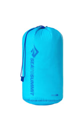 Sea to Summit Ultra-SIL Stuff Sack 13L in Atoll Blue, front view for easy gear organization on hikes.