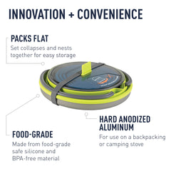 Sea to Summit X-Pot set nested for compact packing on backpacking trips.