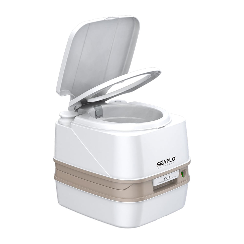 SEAFLO portable toilet main tank shown, compact capacity for on-the-go use