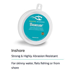 Seaguar In Shore close-up shows abrasion resistance against rocks and docks.