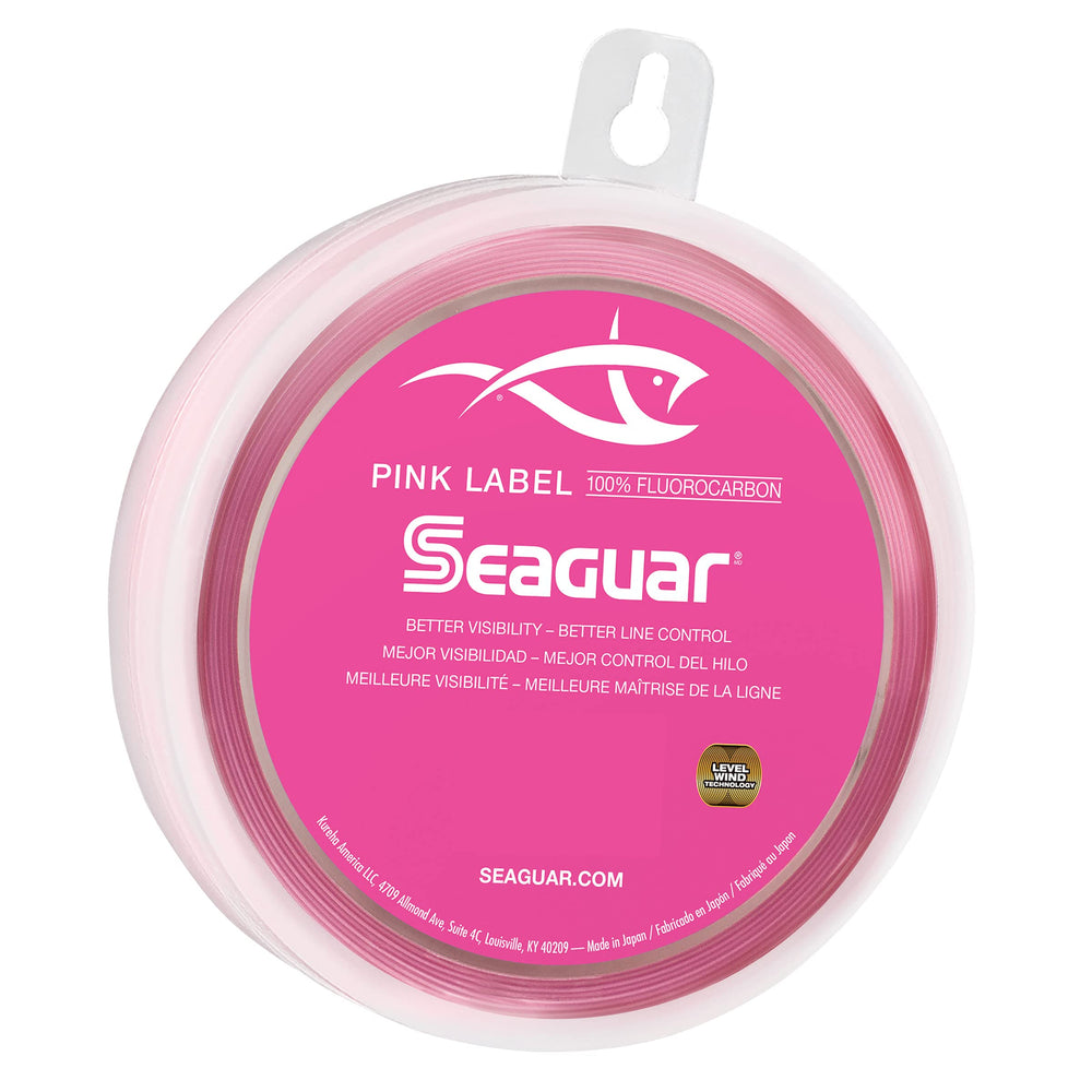Seaguar Pink Label 150lb 25yds fluorocarbon leader for rugged saltwater and freshwater setups.