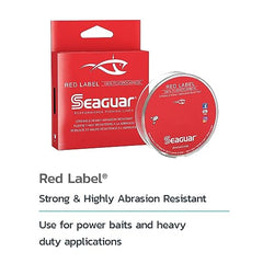Seaguar Red Label near-invisible line on spool highlights premium knot strength