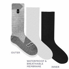 SEALSKINZ waterproof warm weather ankle socks in use during rain for cycling or hiking