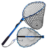 SEASPRO folding net extended to 37.4 inches for long reach and safe landings.