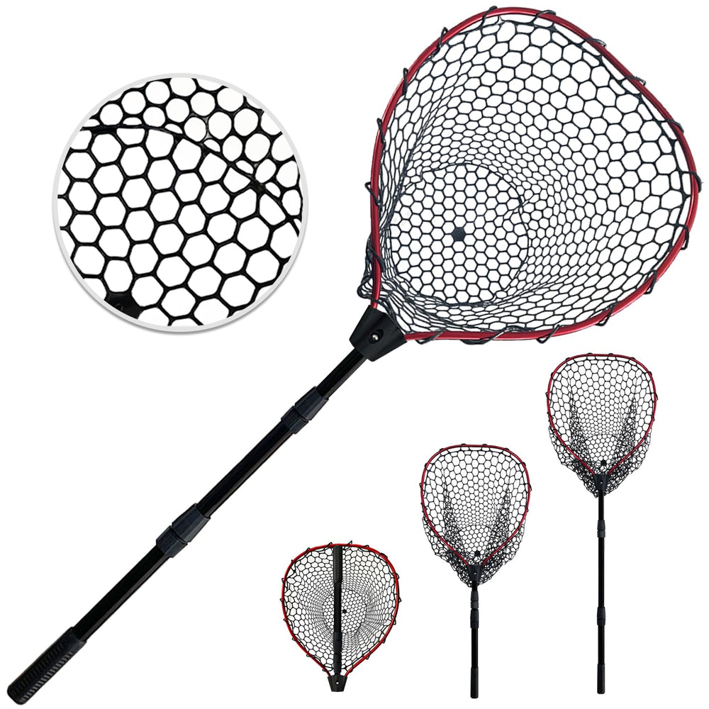 SEASPRO red telescoping rubber fishing net extended to maximum length