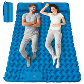Seektain inflating sleeping pad fully inflated for comfortable camping on uneven ground.