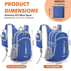 Seektop expandable backpack folds compact, ideal for travel storage.