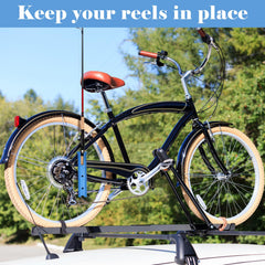 Bicycle fishing rod holder mounted on bike rack