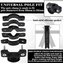 Rotatable clamp attached to the pole mounting bracket