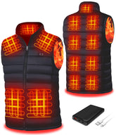Seenew heated vest front view with battery pack for portable all-day warmth.