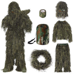 Seeutek ghillie suit hood in view, breathable concealment for woodland hunts.