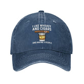 Sefgaen I Like Whisky and Cigars hat navy blue front view with breathable polyester
