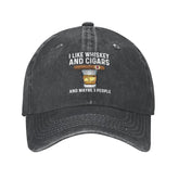 Sefgaen I Like Whiskey and Cigars hat front view, breathable polyester for all-day comfort.