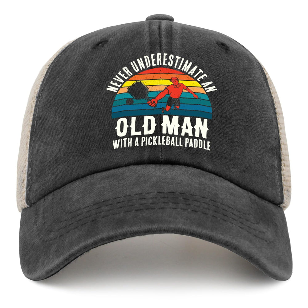 Sefgaen pickleball hat with old man paddle design, breathable mesh for sunny days