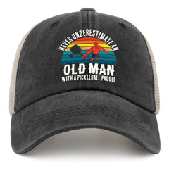 Sefgaen pickleball hat with old man paddle design, breathable mesh for sunny days