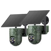 SEHMUA Cellular Trail Camera 2-Pack outdoors with solar power for uninterrupted monitoring.