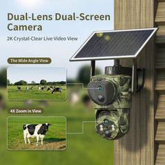 SEHMUA trail camera dual-lens linkage PTZ control shows 355° pan and 100° tilt.