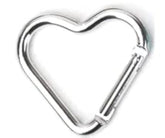 SEIWEI heart-shaped silver carabiner for stylish, compact gear organization.