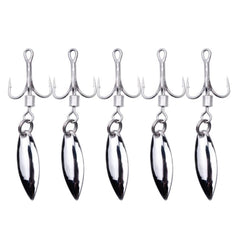 SEIWEI treble hooks with willow blade in gold, front view for strong strikes
