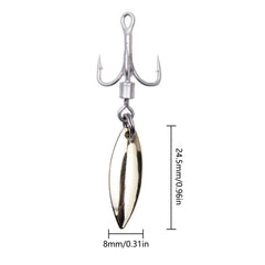 SEIWEI treble hooks with willow blade in silver, close-up for quick penetration