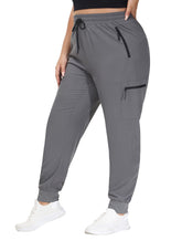 SEKINO women's plus size cargo joggers front view demonstrates lightweight fabric for hiking comfort