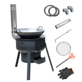 SelWatty coal wood stove with detachable legs for quick setup.