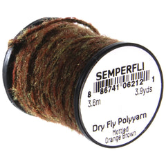 Semperfli Dry Fly Poly Yarn mottled orange brown for buoyant dry flies