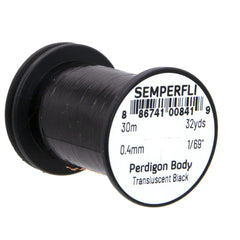 Semperfli Perdigon Body Black spool, ideal for precise, durable perdigon fly construction.