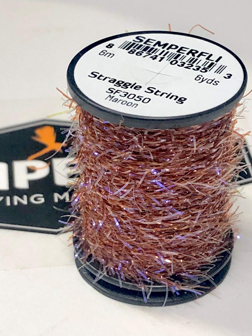Semperfli Straggle String Micro Chenille close-up reveals the thinnest core for delicate thorax work.