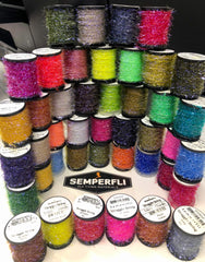 Semperfli Straggle String Micro Chenille highlights UV flecks and color variety for micro legs.