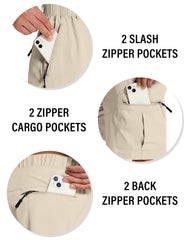 SERAMY mens hiking cargo shorts back view with zip pockets for valuables