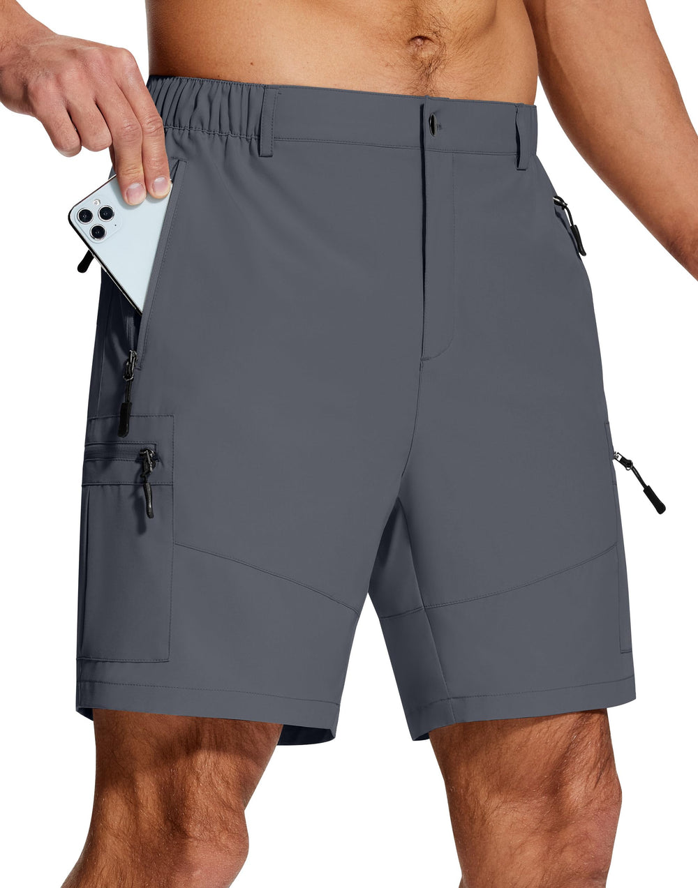 seramy mens hiking cargo shorts with 6 zipper pockets for secure storage on trails