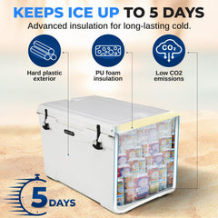 SereneLife 50QT cooler interior, smooth surface for quick cleanup