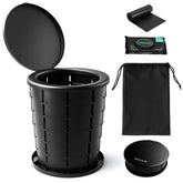 SereneLife foldable camping toilet seat in compact flat-pack for easy car storage.