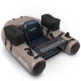 SereneLife inflatable float tube side view with rod holders for hands-free angling